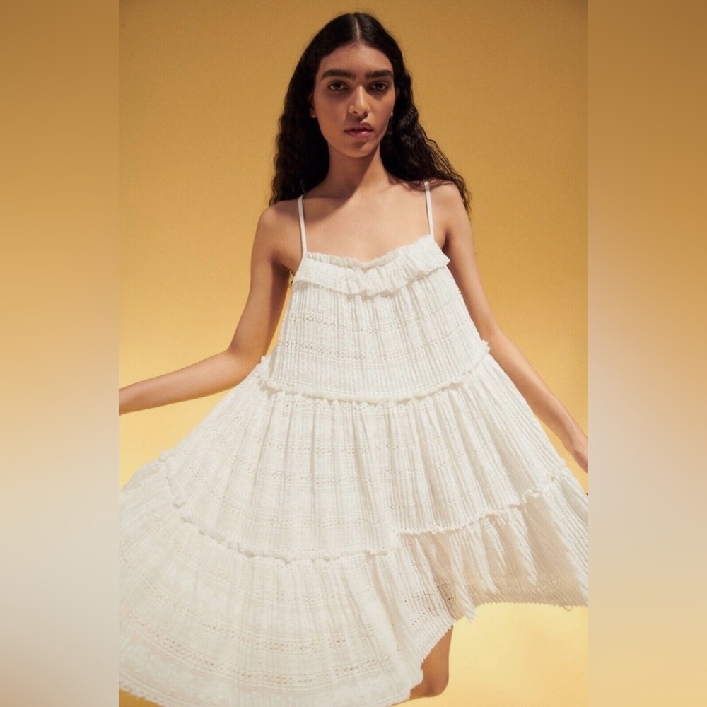 ZARA oyster white lace dress .